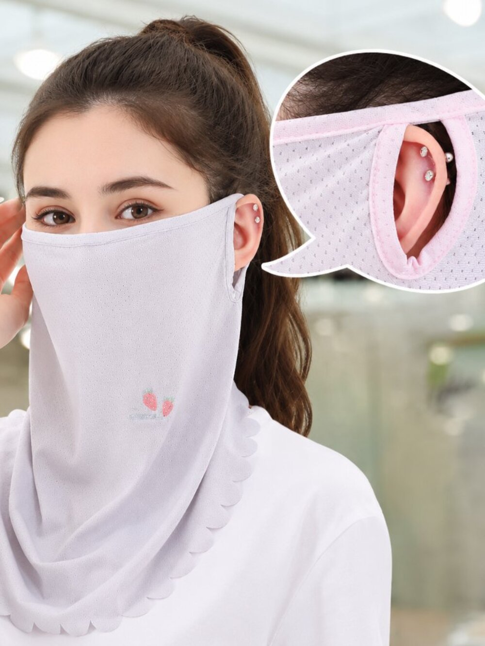 2Pcs - Lightweight Cooling Sun Protection Face Cover Scarf with Ear Hooks